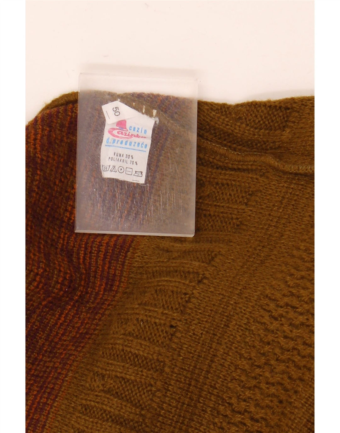 Vintage muški džemper s dugmadima i ovratnikom EU 50 srednje boje kaki Fair Isle