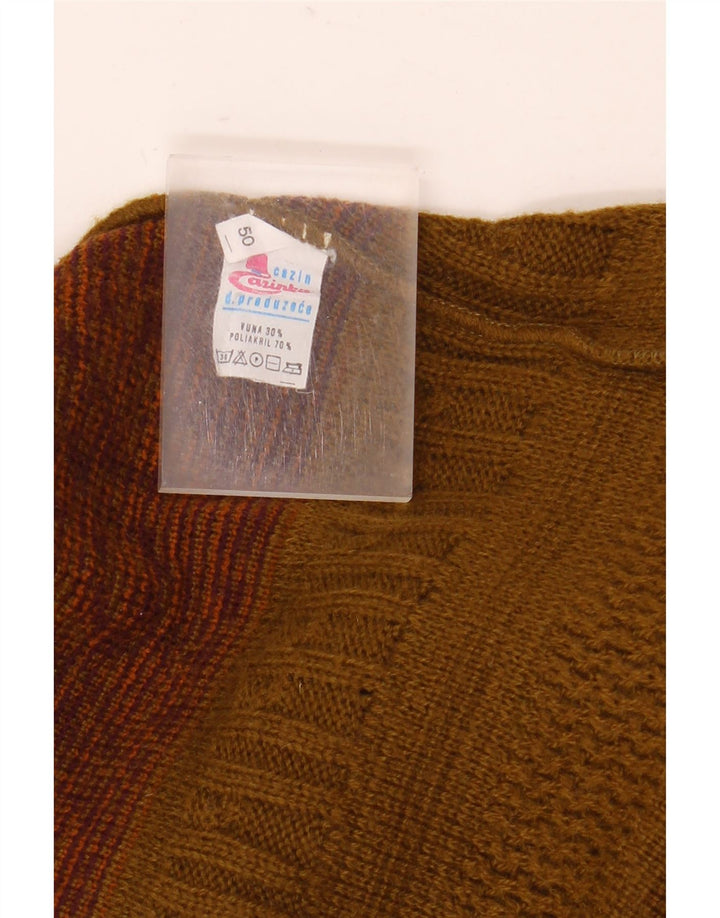 Vintage muški džemper s dugmadima i ovratnikom EU 50 srednje boje kaki Fair Isle