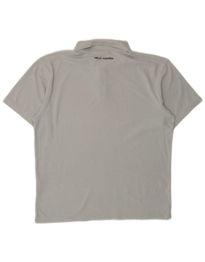 HELLY HANSEN Mens Polo Shirt Large Grey Nylon