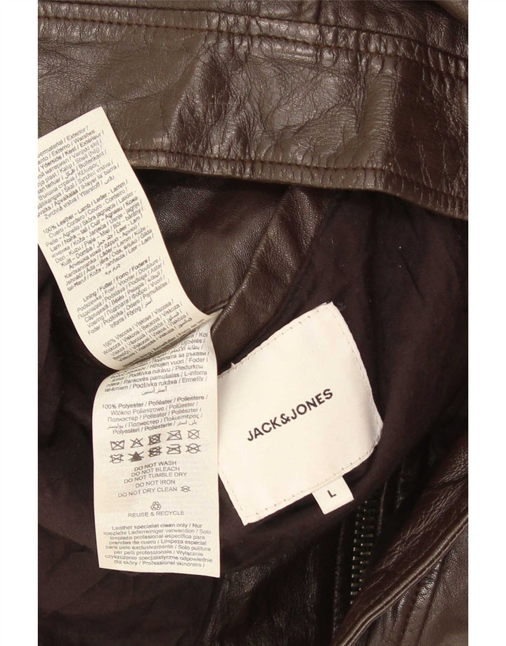 Jack & Jones muška kožna jakna UK 40 Large Brown