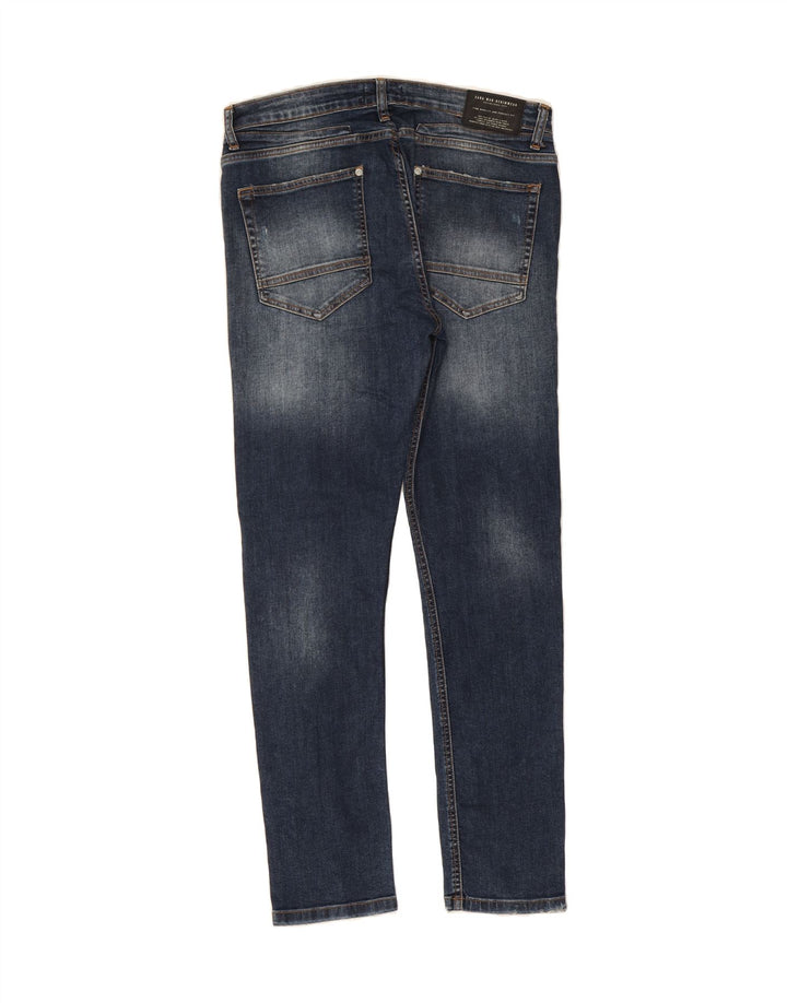 ZARA Mens Distressed Slim Jeans EU 42 Large W32 L31 Navy Blue Vintage Zara and Second-Hand Zara from Messina Hembry 