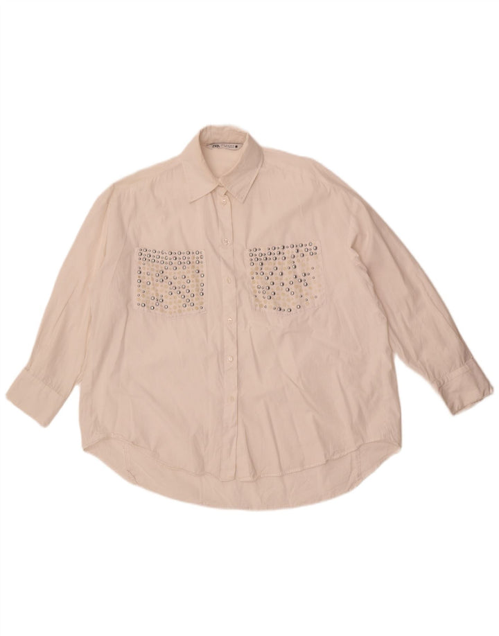 Zara ženska prevelika košulja bluza UK 6 XS bijela