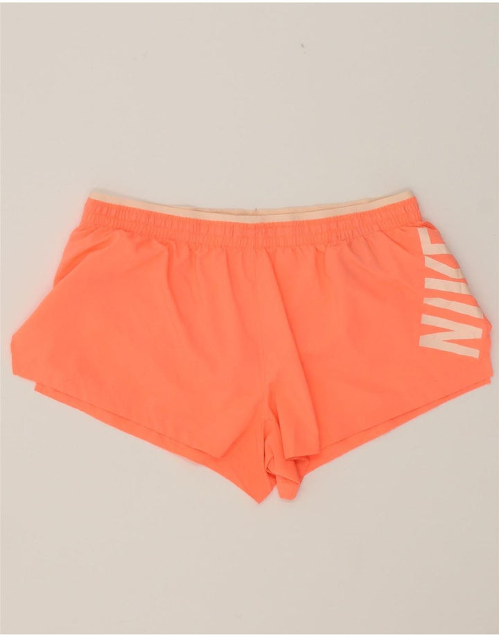 NIKE Womens Graphic Sport Shorts UK 16 Large Orange Polyester Vintage Nike and Second-Hand Nike from Messina Hembry 