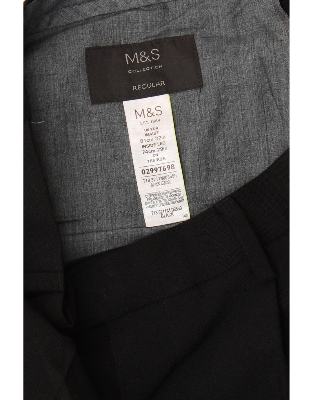Marks & Spencer muške hlače s štipaljkama W32 L29 crni poliester