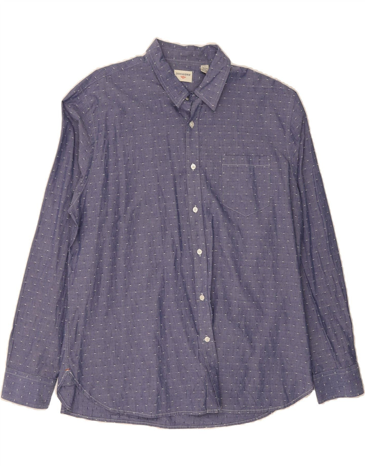 DOCKERS Mens Shirt XL Blue Spotted Cotton Vintage Dockers and Second-Hand Dockers from Messina Hembry 