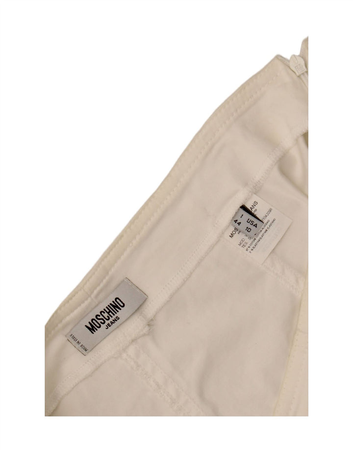 MOSCHINO ženska suknja A-kroja visokog struka UK 14 W30 L23 bijeli pamuk