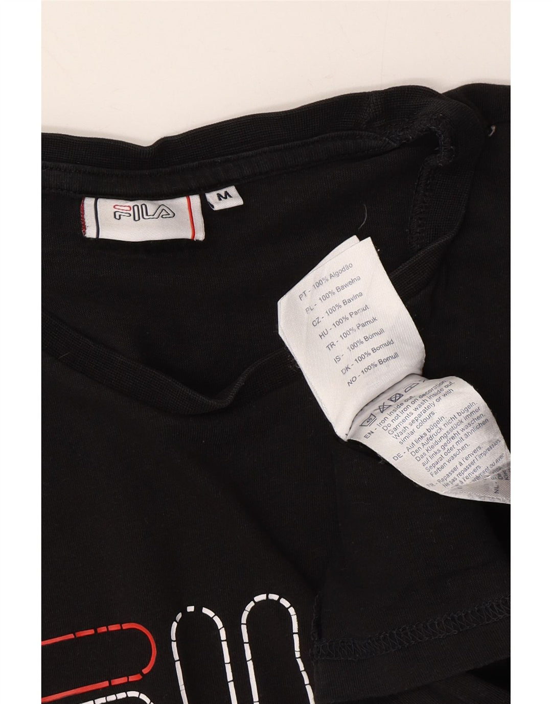 FILA Mens Graphic T-Shirt Top Medium Black Cotton Vintage Fila and Second-Hand Fila from Messina Hembry 