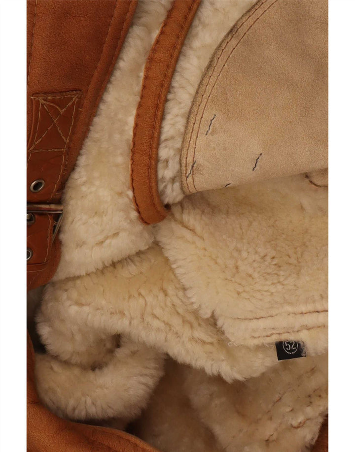 Vintage Mens Shearling Jacket IT 52 XL Beige
