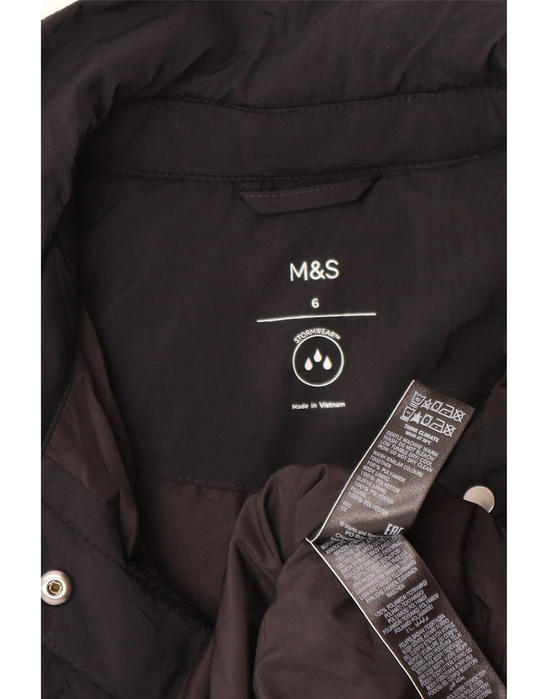 Marks & Spencer ženski preveliki prošiveni podstavljeni kaput UK 6 XS crni