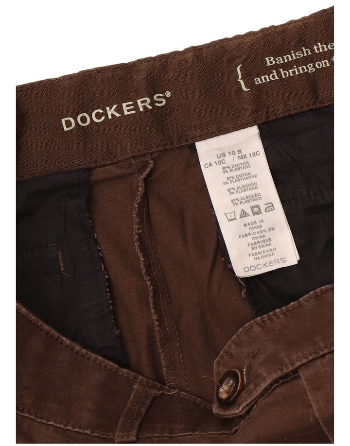 DOCKERS Ženske ravne ležerne hlače US 10 Large W34 L29 Smeđi pamuk