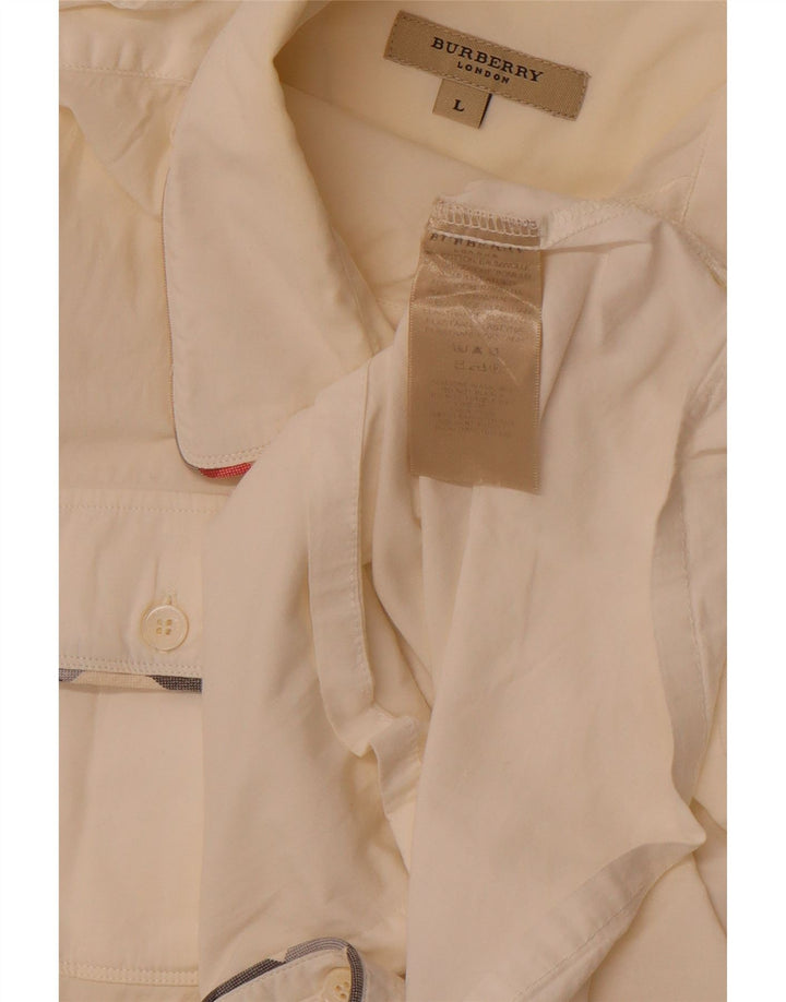 BURBERRY ženska vojna košulja bez rukava UK 14 Large Off White Pamuk