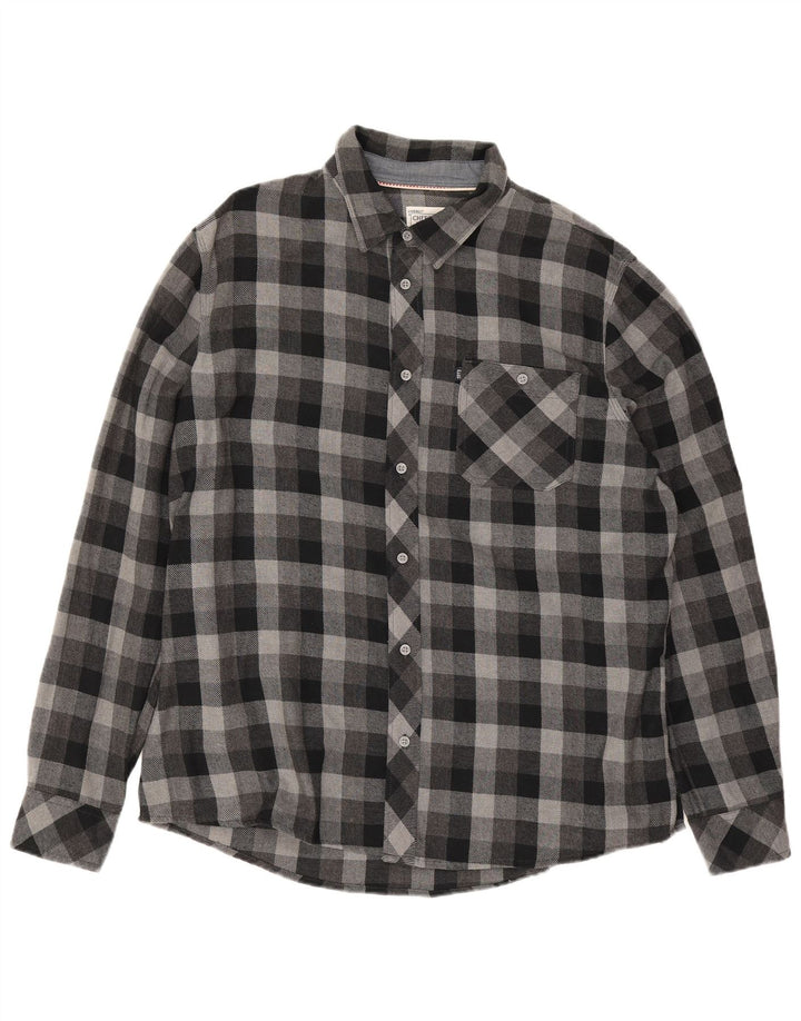 Cherokee muška flanelska košulja 2XL sivi karirani pamuk