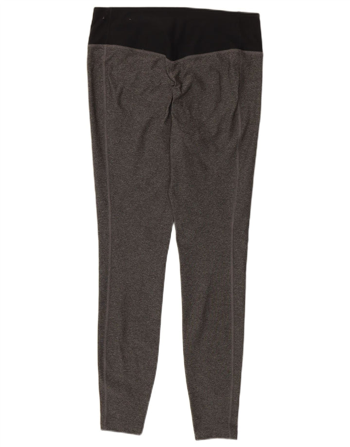 NIKE Womens Dri Fit Leggings UK 12 Medium  Grey Colourblock Polyester