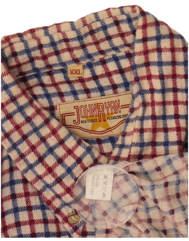 VINTAGE Mens Flannel Shirt 2XL Red Check Cotton