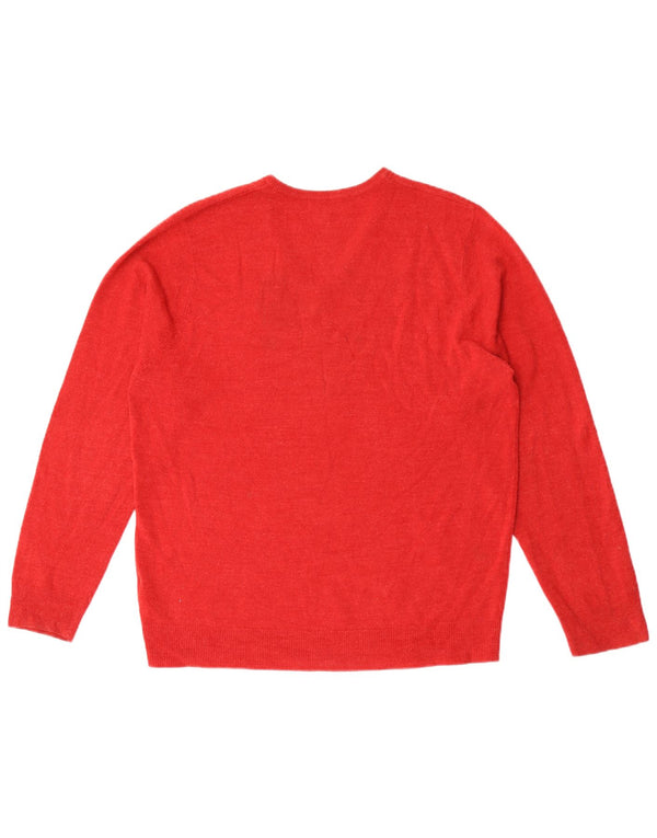 Marks & Spencer Mens V-Neck Jumper Sweater Large Red Acrylic