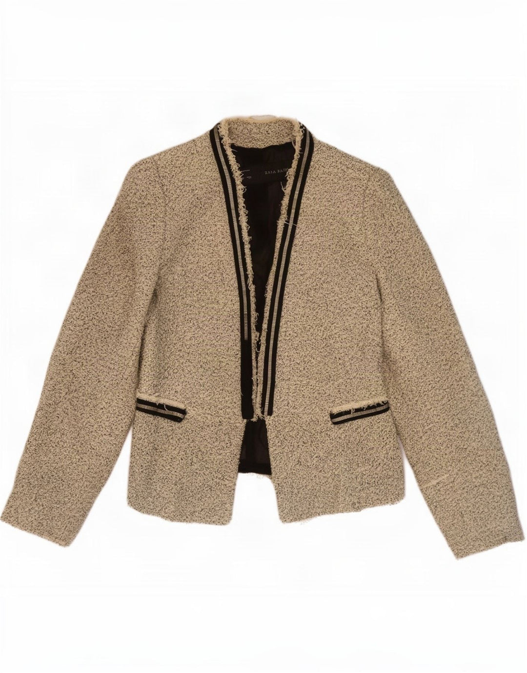 Zara ženska prevelika jakna s otvorenim sakoom UK 10 Small Beige Flected