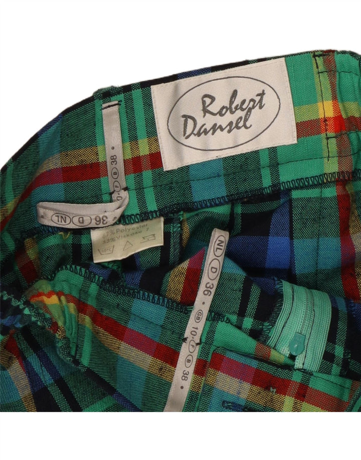 VINTAGE Ženske bermude visokog struka UK 10 Male W24 zelene karirane