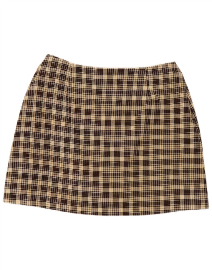 Ženska mini suknja Dorothy Perkins UK 16 velika W32 smeđi karirani poliester