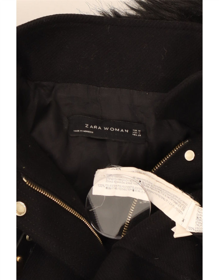 Zara ženska bomber jakna s kapuljačom UK 14 srednji crni poliester