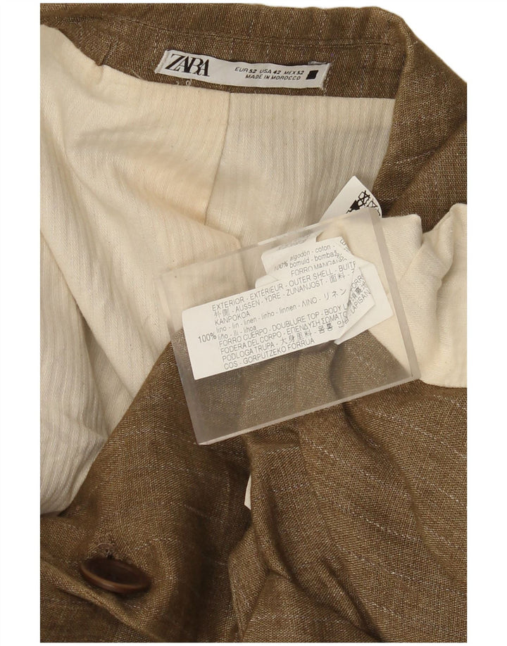 Zara muška jakna s dvostrukim kopčanjem EU 52 Large Beige Pinstripe Lan