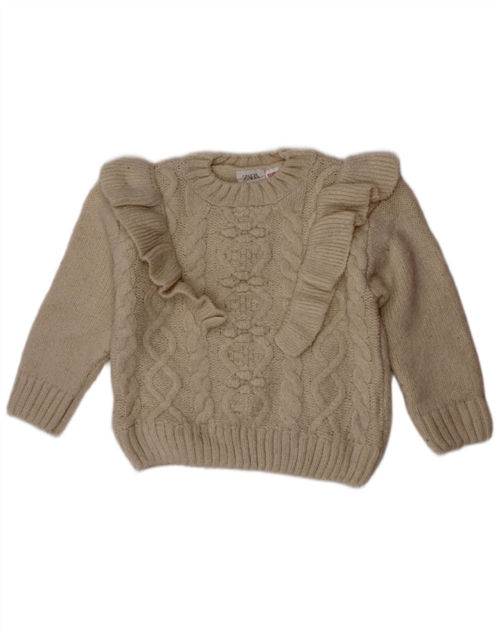 ZARA pulover s okruglim izrezom za djevojčice od 18 do 24 mjeseca bijele boje