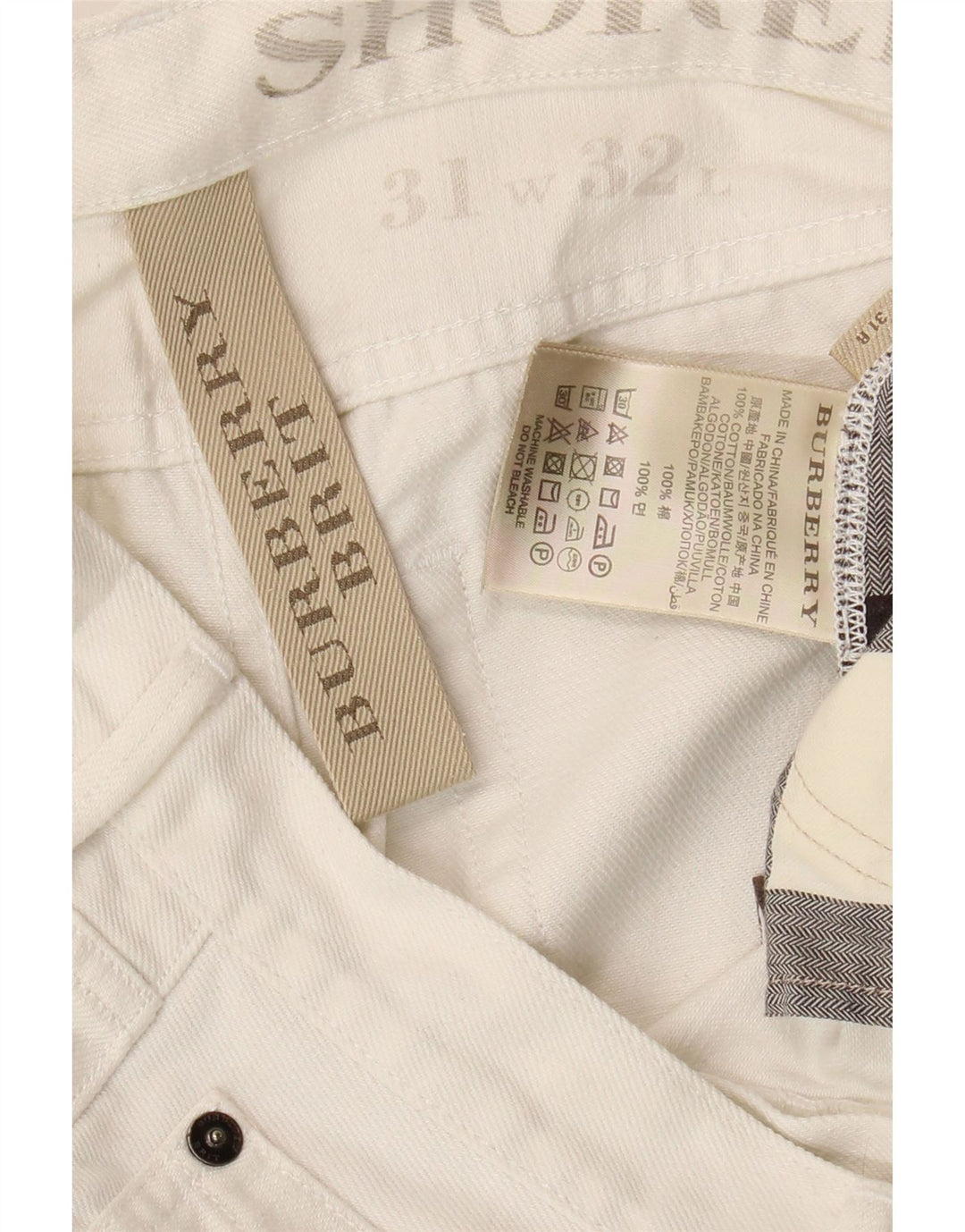 Burberry Muške uske traperice W31 L28 Bijeli pamuk