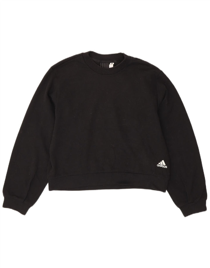 ADIDAS Ženska kratka prekomjerna majica s kratkim rukavima UK 8/10 Mala crna