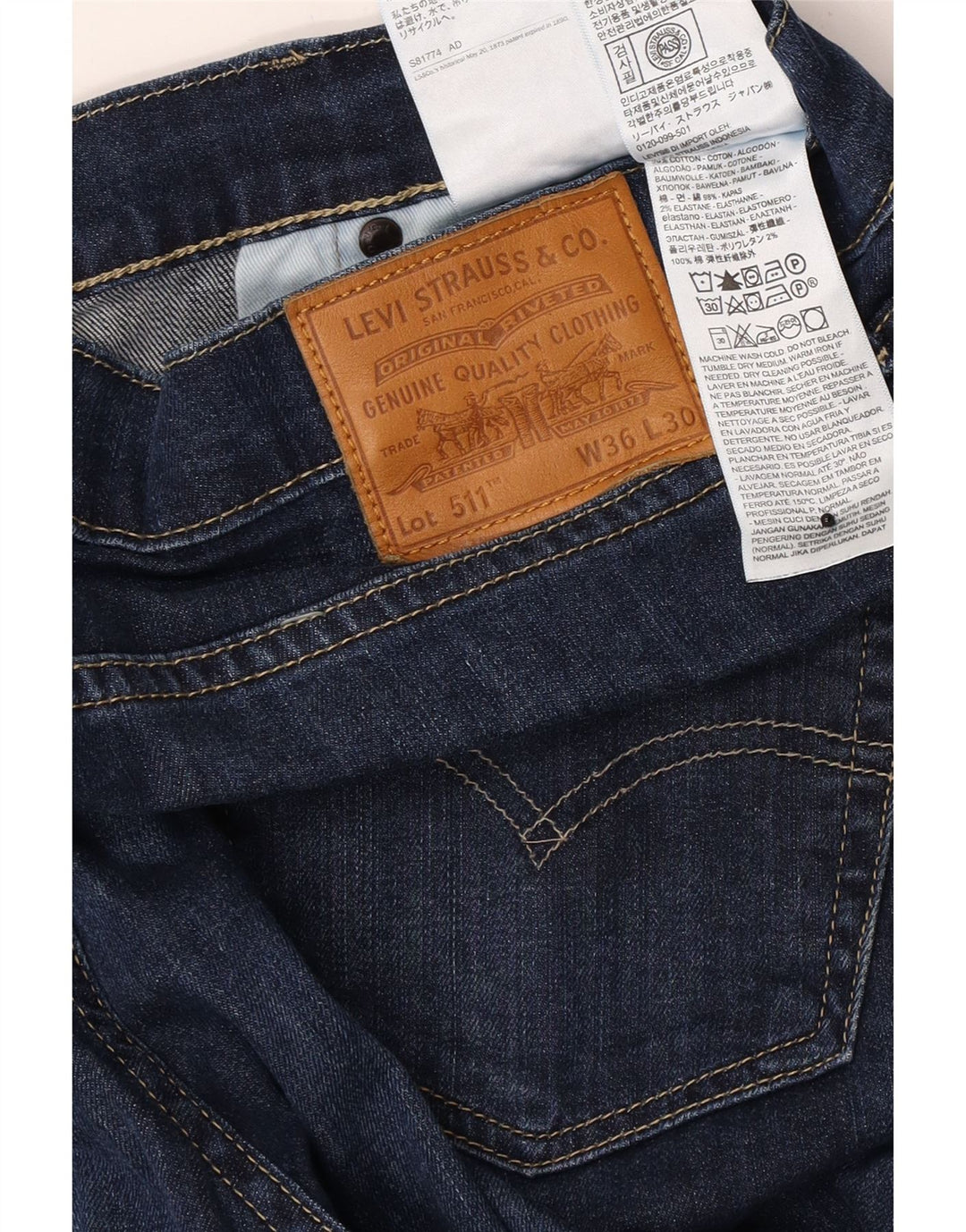 Levi's muške 511 uske traperice W36 L30 tamnoplavi pamuk