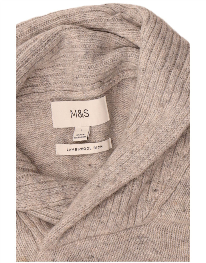 Marks & Spencer muški džemper sa šalom i ovratnikom Veliki sivi pulover od janjeće vune
