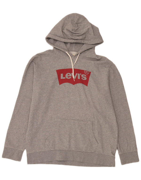 Levi's muška majica s kapuljačom s kapuljačom, veliki sivi pamuk