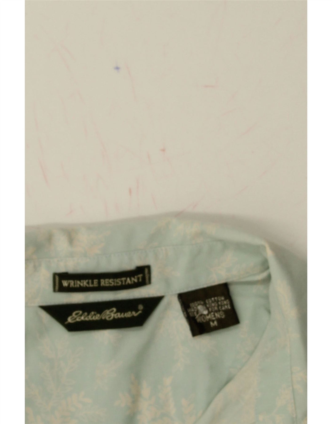 EDDIE BAUER Womens Wrinkle Resistant Shirt UK 14 Medium Blue Floral Vintage Eddie Bauer and Second-Hand Eddie Bauer from Messina Hembry 