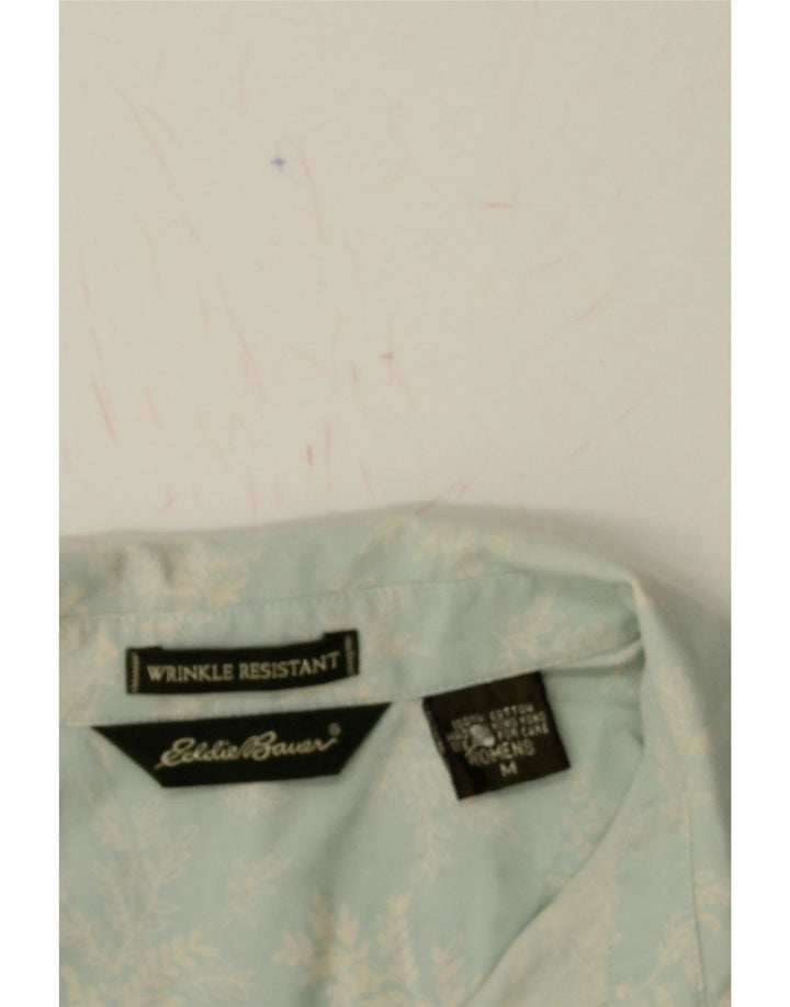 EDDIE BAUER Womens Wrinkle Resistant Shirt UK 14 Medium Blue Floral Vintage Eddie Bauer and Second-Hand Eddie Bauer from Messina Hembry 
