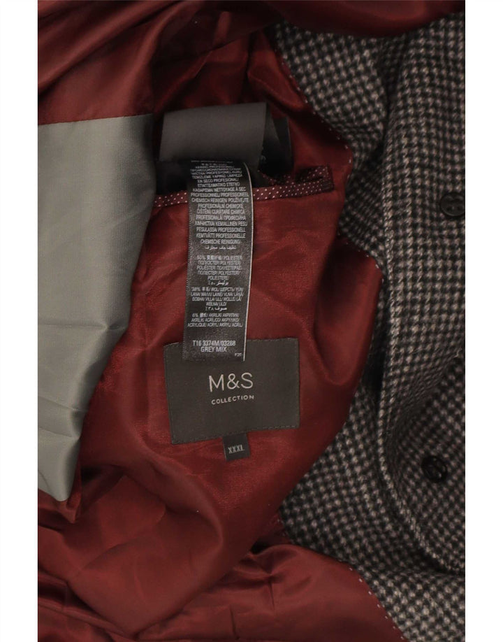 Marks & Spencer muški kaput UK 46 3XL sivi poliester u obliku ptičje zube