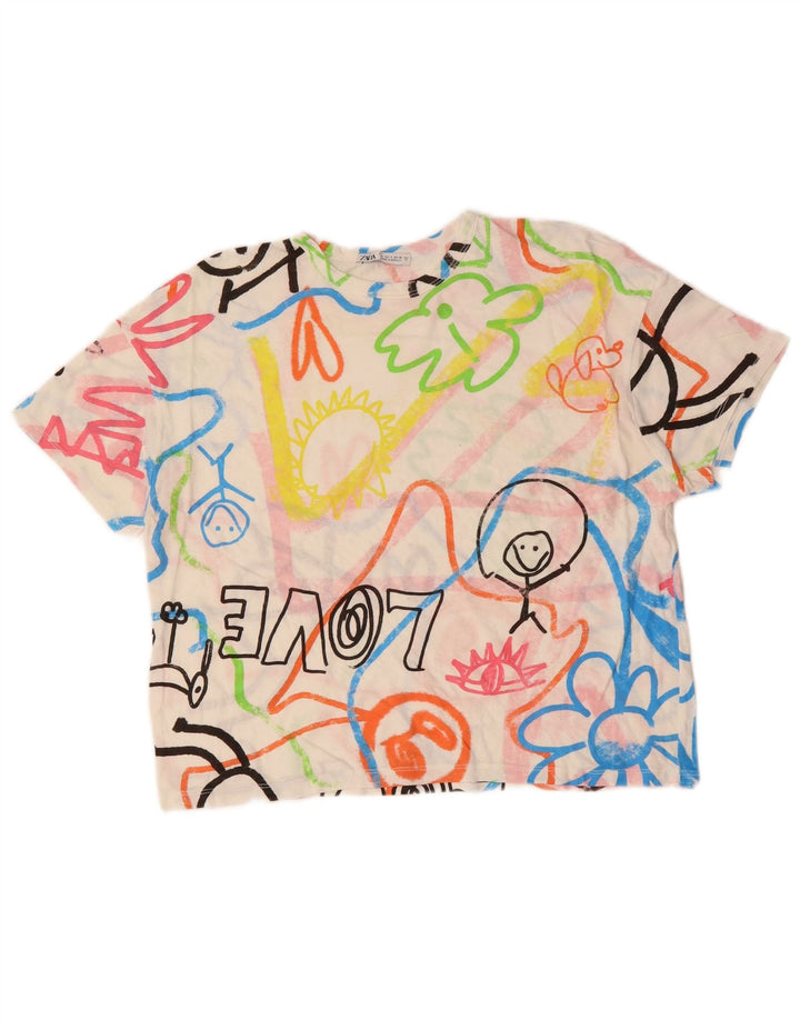 ZARA ženska majica kratkih rukava prekomjerne veličine s grafičkim motivima UK 10 Small Multicolored
