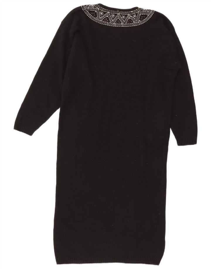 De Pietri ženska džemper haljina IT 46 Velika crna vunena cvjetna haljina