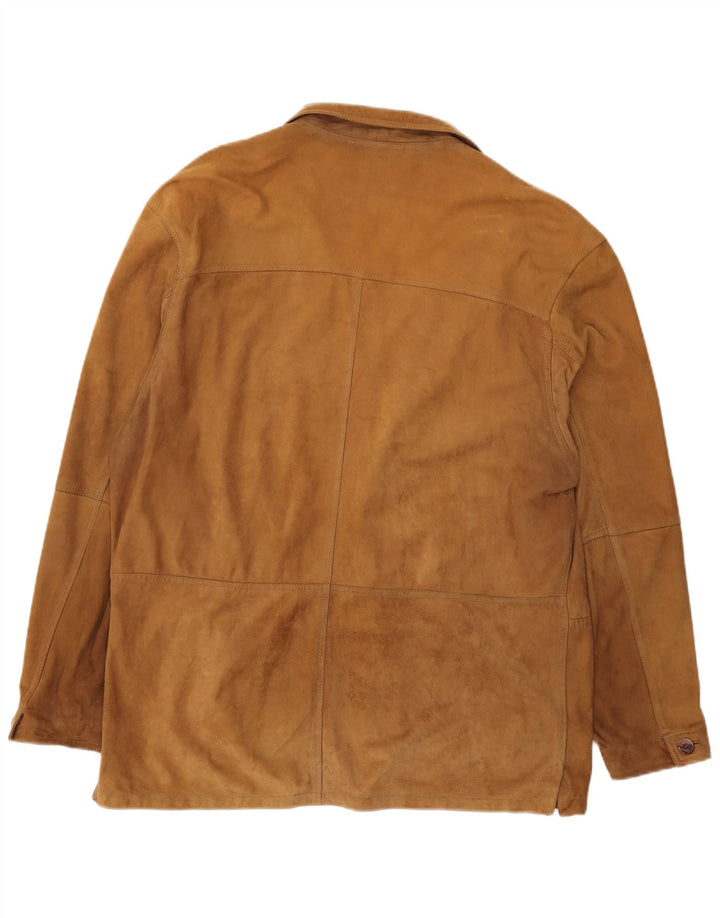 VINTAGE muška jakna od brušene kože s 2 gumba, UK 42 XL, smeđa koža