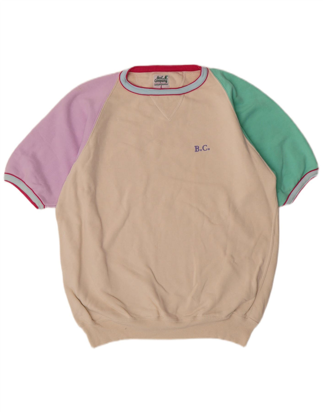 Veliki pamučni bež muški džemper kratkih rukava s grafičkim motivima Best Company