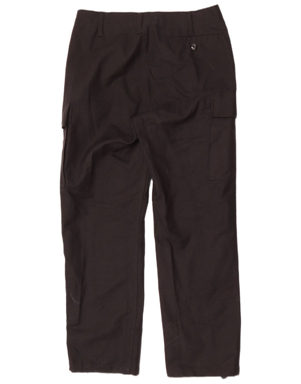 Vintage Mens Straight Cargo Trousers W34 L32 Black Cotton