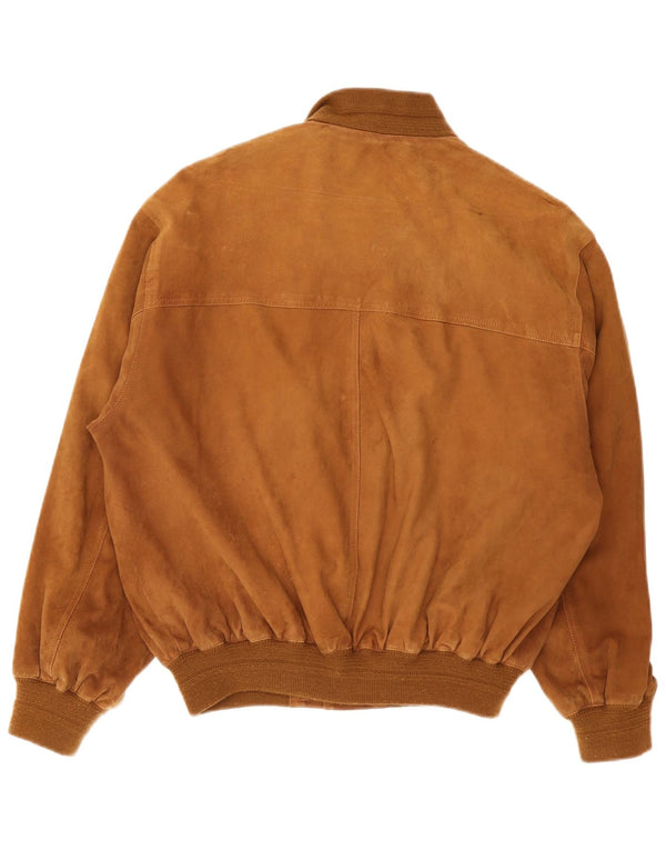 Vintage Mens Suede Bomber Jacket IT 48 Medium Brown