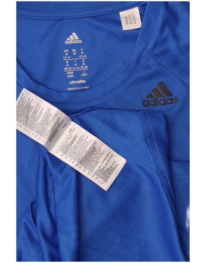 Adidas ženska majica kratkih rukava Climalite UK 12/14 srednje plavi poliester