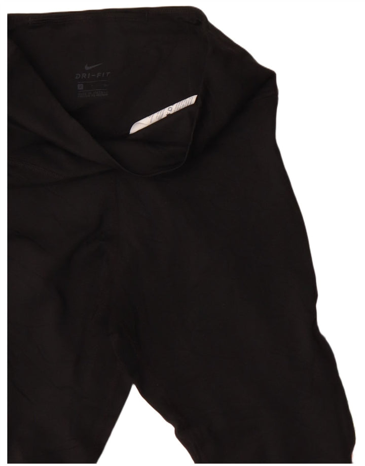 Nike Ženske Dri Fit Leggings UK 8 Male crne geometrijske poliesterske