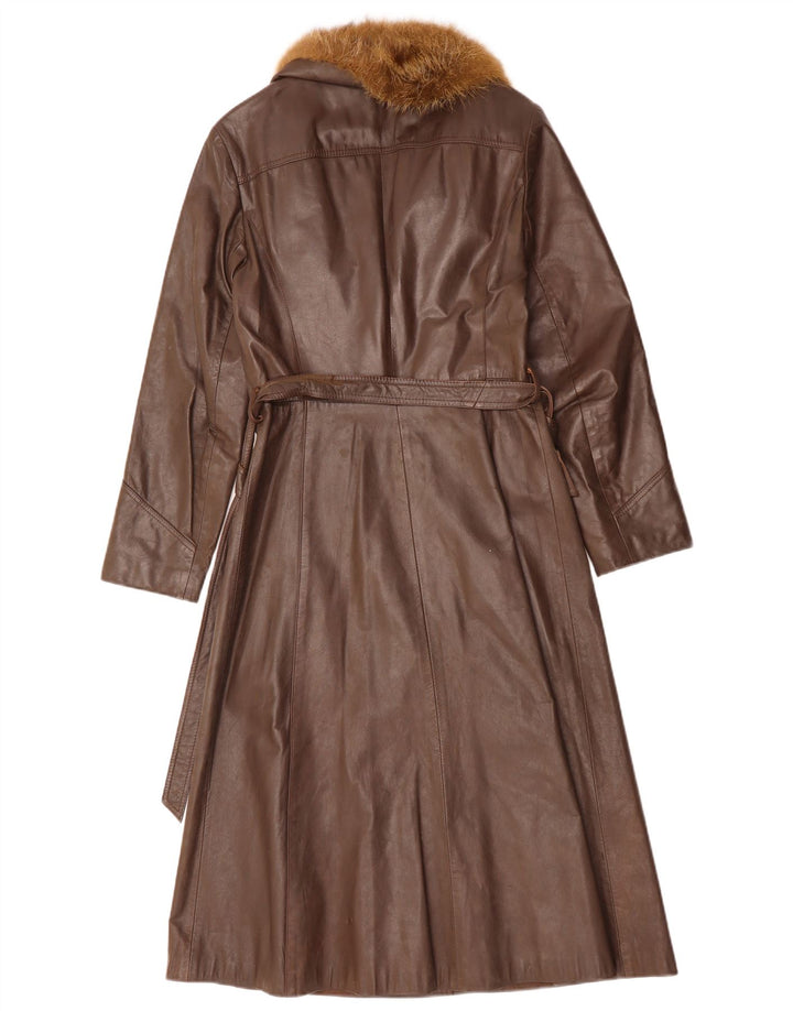 VINTAGE ženski kožni kaput UK 12 Srednje smeđa koža