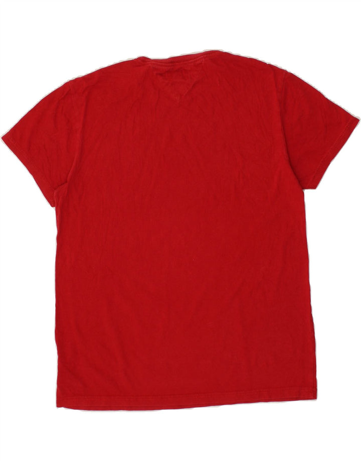 TOMMY HILFIGER Mens Graphic T-Shirt Top Medium Red Cotton Vintage Tommy Hilfiger and Second-Hand Tommy Hilfiger from Messina Hembry 