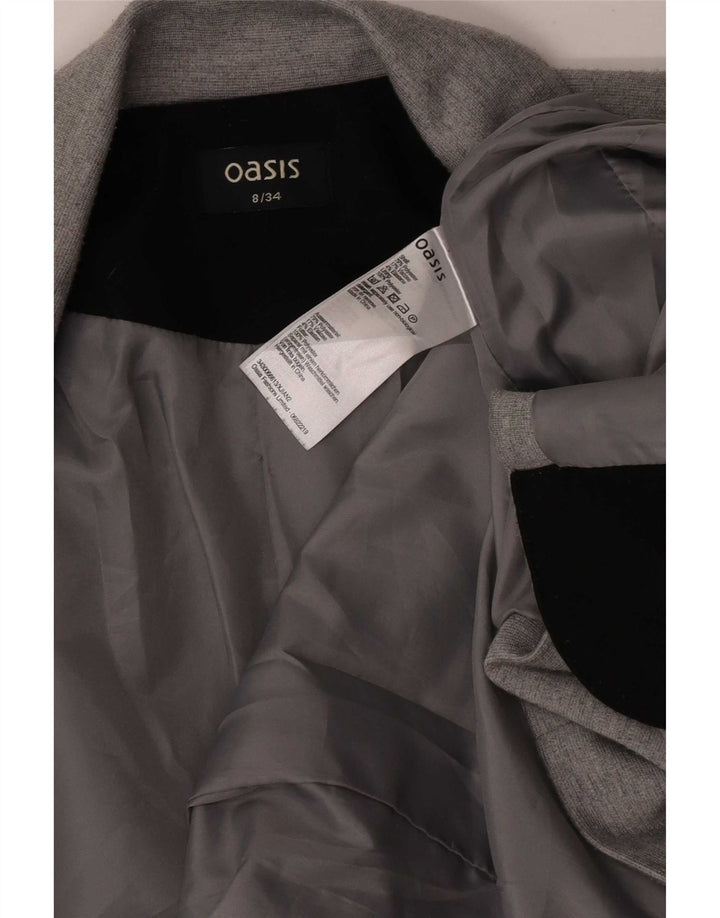 Oasis ženska jakna s otvorenim sakoom UK 8 mali sivi poliester