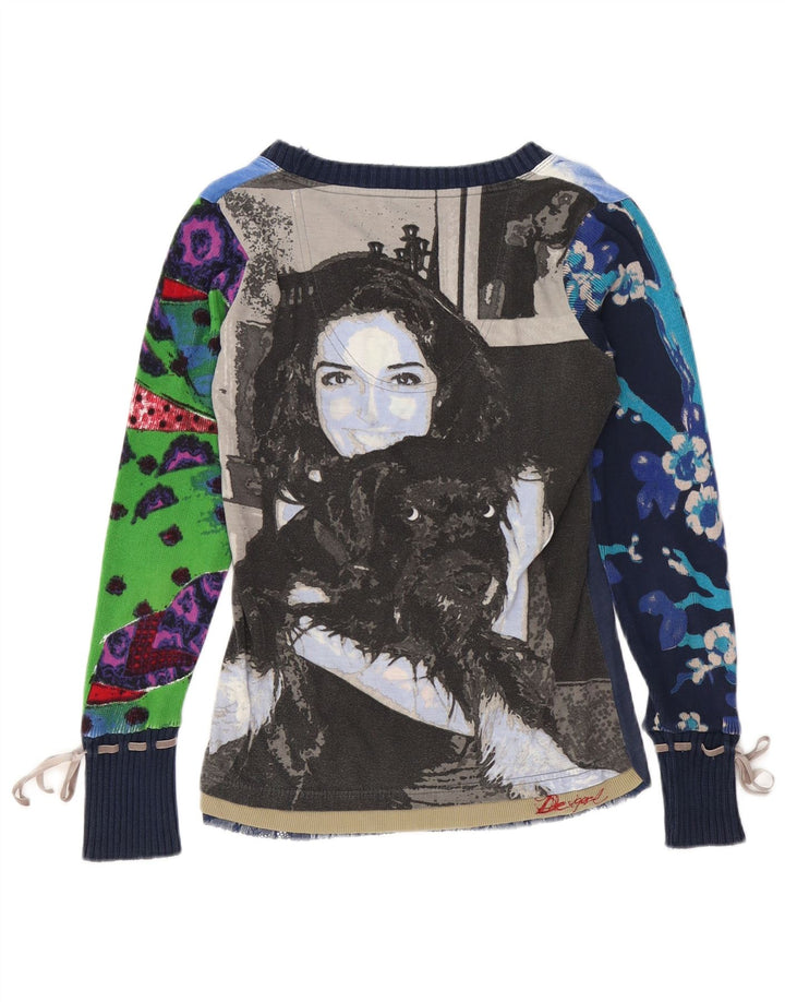 DESIGUAL Ženska majica dugih rukava s grafičkim motivima UK 14 Srednje tamnoplava cvjetna