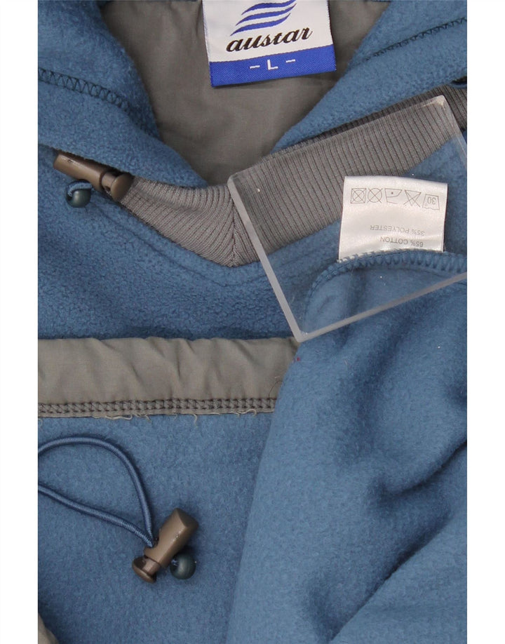 VINTAGE muška majica s kapuljačom od flisa, veliki plavi poliester