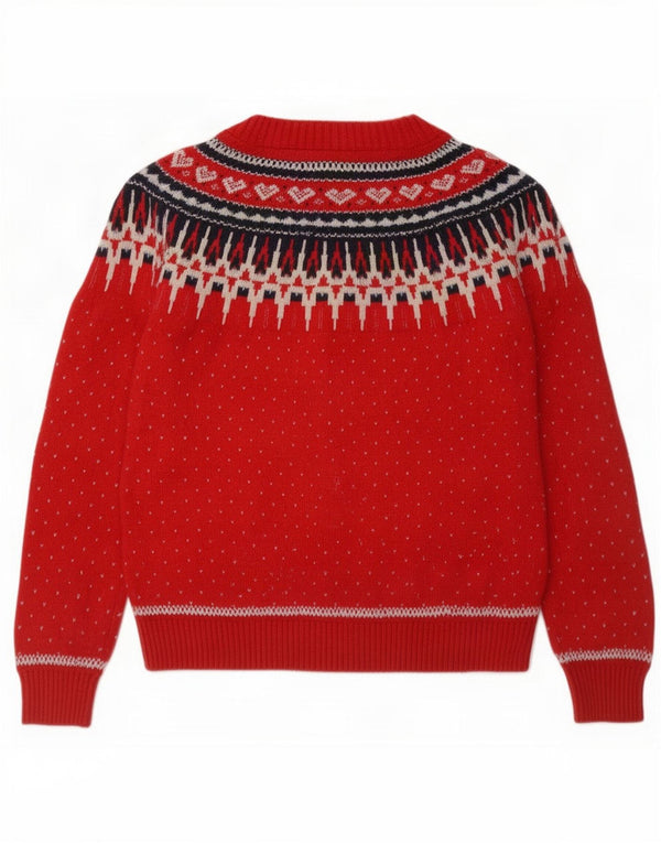 Fat Face ženski džemper s morskim izrezom UK 14 Large Red Fair Isle Cotton