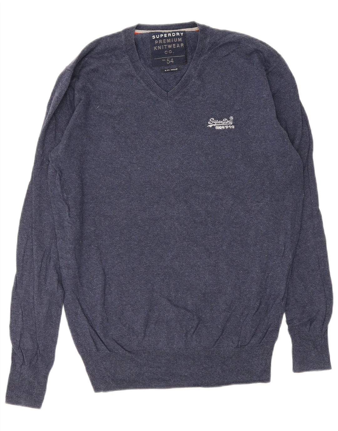 Superdry muški džemper s V-izrezom srednje tamnoplavi pamuk