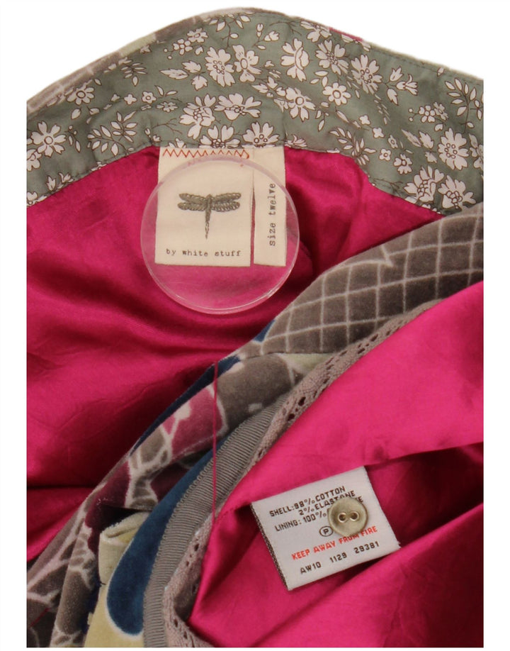 White Stuff Ženska baršunasta mini suknja UK 12 Srednje W33 Sivi cvjetni pamuk