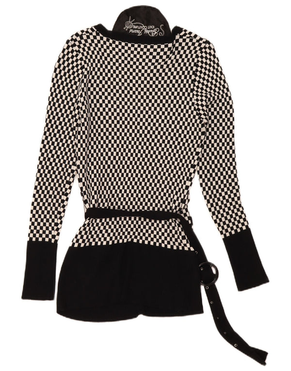 Guess ženski kardigan pulover UK 14 Velika crna geometrijska viskoza